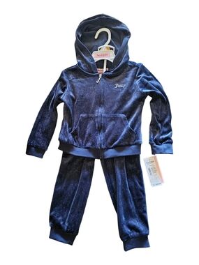 Juicy Couture Navy Sparkle Velour Hoodie & Pants Set